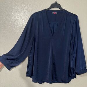Vince Camuto Deep Blue Satin Blouse